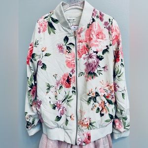 EUC Girls Floral Bomber Jacket Size 8
